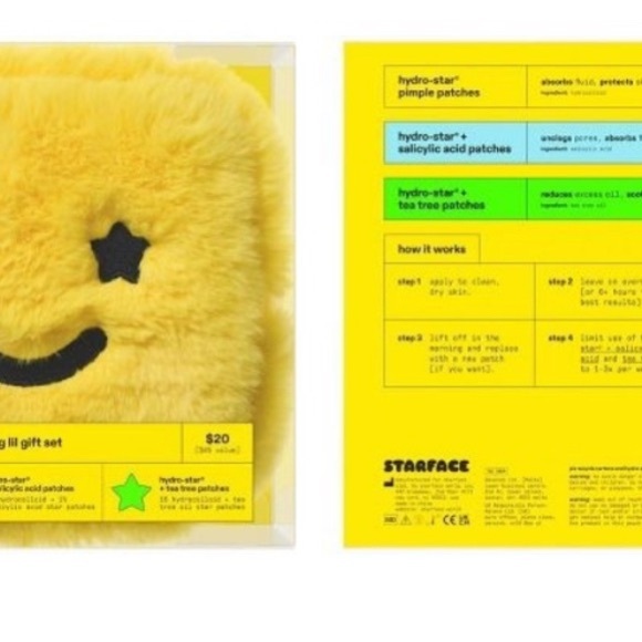Starface The Big Lil Gift Set Yellow Plush Pouch with Hydro-Star Pimple Patches - Picture 4 of 6